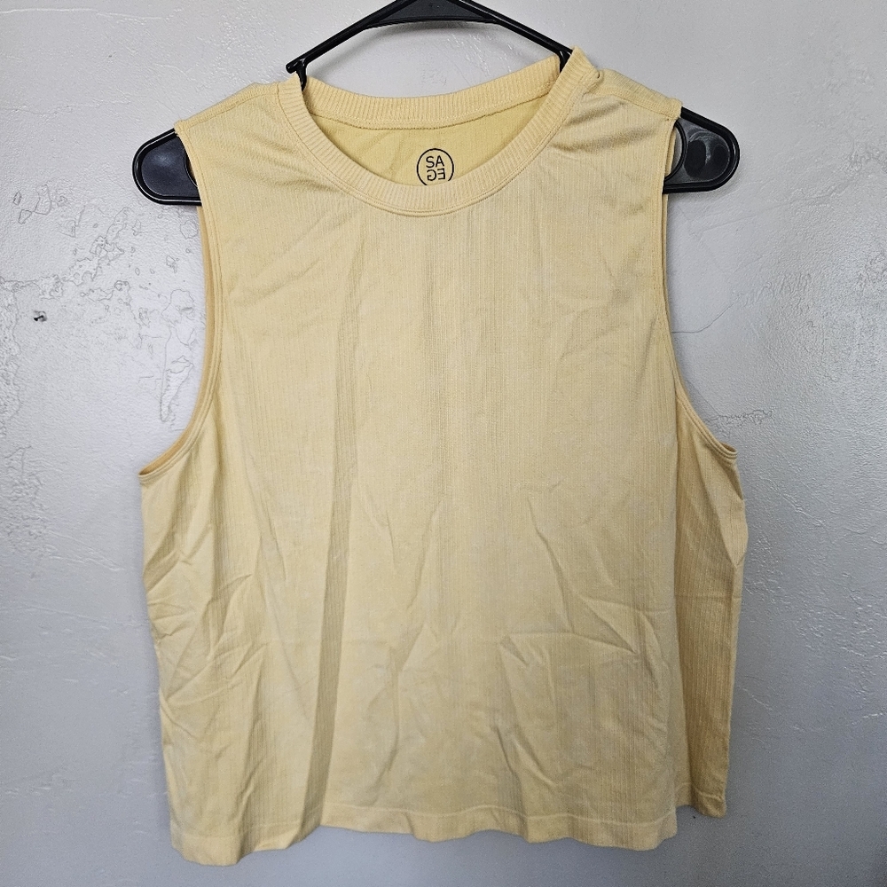 Sage Collective Women's Medium Butter Yellow Sleeveless Top Athletic Activewear
